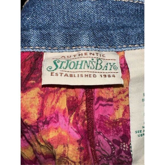 Vintage 90s ST. JOHN’S BAY PINK Multi Print Button Up Full Length MAXI Skirt  Si - Picture 9 of 9